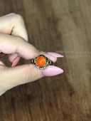 Doğal Taş Akik Yuvarlak Doğal Taşlı Antik Model Kadın Ayarlanabillir Yüzük euy80a thumbnail 3