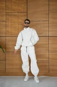 Erkek Premium Parçalı Eşofman Takım - Dik Yaka Fermuarlı Biyeli Sweatshirt Lastik Paça Alt, Oversize 3 iplik Şardonlu - thumbnail 5