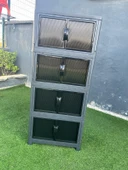 Mandella Safir 4 Lü Özel Set Katlanabilir Modüler Çok Amaçlı Kapaklı Portatif Istiflenebilir Organizer Dolap Antrasit thumbnail 2