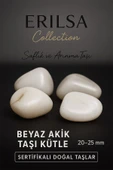 Sertifikalı Beyaz Akik Taşı Kütle 20–25 mm – Saflık ve Arınma Taşı Doğal Taş - 1