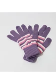 renkli çiçekler Kadın Eldiven Mor Beyaz Pembe Çizgili Kadın Eldiveni - 6