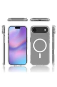 Apple iPhone 17 Air Kılıf Mgsafe Şarj Özellikli Şeffaf Sert PC Embos Kapak - 3