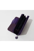 renkli çiçekler Kadın Cüzdanı Kullanışlı Mor Renk Klinkır Kadın Cüzdan 16x9 Cm thumbnail 3