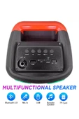 EXENAR Extra Bass Bluetooth Hoparlör Speaker Karaoke Mikrofonlu 10W 2x4inç Subwoofer RGB Işıklı 1500mAh TWS thumbnail 6