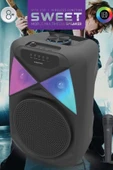 EXENAR Portatif Bluetooth Hoparlör Mikrofonlu Karaoke Seti 20W 8 inç RGB Işıklı TWS Speaker thumbnail 3