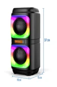 EXENAR Extra Bass Bluetooth Hoparlör Speaker Karaoke Mikrofonlu 10W 2x4inç Subwoofer RGB Işıklı 1500mAh TWS thumbnail 3