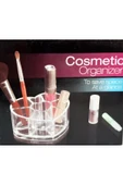 renkli çiçekler Kozmetik Organizer  Kalp Figürlü Şeffaf Plastik Mini Kozmetik Organizeri | thumbnail 3