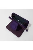 renkli çiçekler Kadın Cüzdanı Kullanışlı Mor Renk Klinkır Kadın Cüzdan 16x9 Cm thumbnail 4