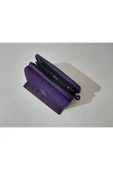 renkli çiçekler Kadın Cüzdan Kullanışlı Mor Renk Kadın Cüzdanı 17x10x4 Cm thumbnail 3