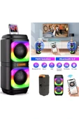 EXENAR Extra Bass Bluetooth Hoparlör Speaker Karaoke Mikrofonlu 10W 2x4inç Subwoofer RGB Işıklı 1500mAh TWS thumbnail 5