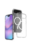 Apple iPhone 17 Air Kılıf Mgsafe Şarj Özellikli Şeffaf Sert PC Embos Kapak - 1