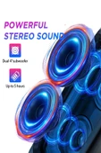 EXENAR Extra Bass Bluetooth Hoparlör Speaker Karaoke Mikrofonlu 10W 2x4inç Subwoofer RGB Işıklı 1500mAh TWS thumbnail 4