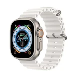 Apple Watch 7 45mm Renkli Silikon Metal Tokalı Kordon - Krem - 2