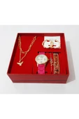 renkli çiçekler Kadın Saat Kadın Kol Saati Kolye Küpe Takı Set - 4