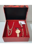 renkli çiçekler Kadın Saat Kadın Kol Saati Kolye Küpe Takı Set - 1
