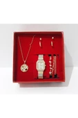 renkli çiçekler Kadın Saat Kadın Kol Saati Küpe Kolye Bileklik Takı Set - 1