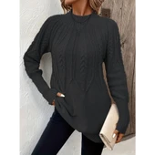 Lucky Life Kadın Uzun Kollu Yarı Balıkçı Yaka Triko Bluz - 6