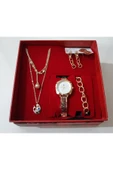 renkli çiçekler Kadın Saat Kadın Kol Saati Kolye Küpe Takı Set - 2