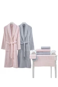 Nurpak Deren Aile Bornoz Seti (10 Parça) Gri-pudra Nrpk000565 thumbnail 2