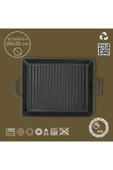 Lava Döküm Dikdörtgen Izgara Tavası Döküm Demir Yekpare Çift Kulplu Ölçü 26x32cm. thumbnail 4