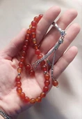 Tesbih 33 lü 08 mm Doğal Taş Akik Sardoniks Tesbih - 2