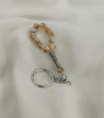 Tesbih Anahtarlık 11 li 08 mm Doğal Taş Sitrin Mini Tesbih - 3