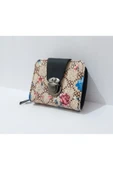 renkli çiçekler Kadın Cüzdan Desenli Kilit Model Kadın Cüzdanı 11x9 CM thumbnail 7