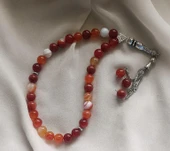 Tesbih 33 lü 10 mm Doğal Taş Akik Sardoniks Tesbih - 6