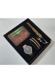 renkli çiçekler Erkek Saat Erkek Kol Saati Cüzdan Tesbih Bileklik Set - 4