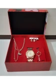 renkli çiçekler Kadın Saat Kadın Kol Saati Kolye Küpe Takı Set - 2