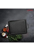 Lava Döküm Dikdörtgen Izgara Tavası Döküm Demir Yekpare Çift Kulplu Ölçü 26x32cm. thumbnail 7
