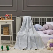 LaFiny- Crown Bebek Battaniye %70 Bambu %30 Mikro Kumaş 110CM x 150CM Mavi - 1
