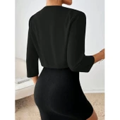 Lucky Life Kadın Truvakar Kol önü Açık Kısa Ithal Krep Ceket - 10