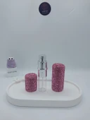 Parıldayan Elmas İşlemeli Mini Doldurulabilir Parfüm Şişesi 10 ML (Pembe) - 6