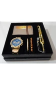 renkli çiçekler Erkek Saat Cüzdan Tesbih Kartlık Bileklik Set Erkek Kol Saati - 1