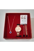 renkli çiçekler Kadın Saat Kadın Kol Saati Kolye Küpe Takı Set - 2