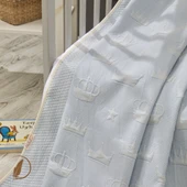 LaFiny- Crown Bebek Battaniye %70 Bambu %30 Mikro Kumaş 110CM x 150CM Mavi - 3