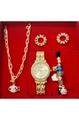 renkli çiçekler Kadın Saat Kolye Küpe Bileklik Set Kadın Kol Saati - 2