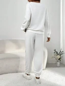 Kadın Uzun Kollu V Yakalı Pulpayetli Viskon Iki Iplik Bluz Ve Pantolon thumbnail 4