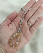 Tesbih Anahtarlık 11 li 08 mm Doğal Taş Sitrin Mini Tesbih - 2