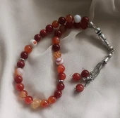 Tesbih 33 lü 10 mm Doğal Taş Akik Sardoniks Tesbih - 5