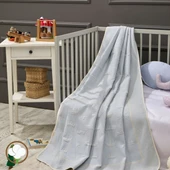 LaFiny- Crown Bebek Battaniye %70 Bambu %30 Mikro Kumaş 110CM x 150CM Mavi - 2