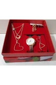 renkli çiçekler Kadın Saat Kadın Kol Saati Kolye Küpe Takı Set - 1