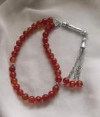 Tesbih 33 lü 08 mm Doğal Taş Akik Sardoniks Tesbih - 4