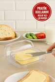 Şeffaf Plastik Tereyağlık Peynir Saklama Kabı 18,5x13x6,5 cm – Sızdırmaz & Hijyenik Kapaklı - 3