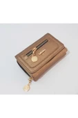 renkli çiçekler Kadın Cüzdan 13.5x9x4 CM Kullanışlı Kahverengi Kadın Cüzdanı thumbnail 3