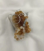 Tesbih Anahtarlık 11 li 08 mm Doğal Taş Sitrin Mini Tesbih - 1