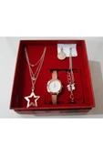 renkli çiçekler Kadın Saat Kadın Kol Saati Kolye Küpe Takı Set - 1