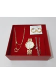 renkli çiçekler Kadın Saat Kadın Kol Saati Kolye Küpe Takı Set - 1