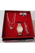 renkli çiçekler Kadın Saat Kadın Kol Saati Kolye Küpe Takı Set - 5